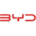 BYD classic logo embroidery design showcased on a textured fabric background, highlighting intricate stitching details.