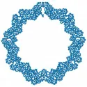 Blue frame embroidery design with delicate doily and snowflake patterns