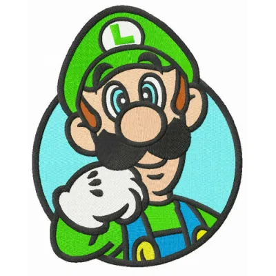 Nintendo Luigi embroidery design preview showing green-clad character stitching pattern