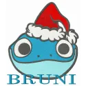 Bruni in Santa hat embroidery design preview showing festive stitching pattern