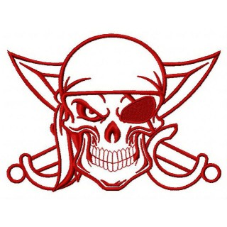 Angry pirate's skull 5 embroidery design - Embroidery Design