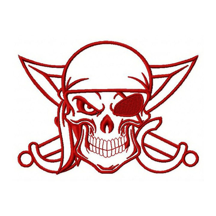 Angry pirate's skull 5 embroidery design - Embroidery Design