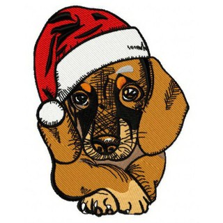 Christmas dachshund 3 embroidery design - Embroidery Design