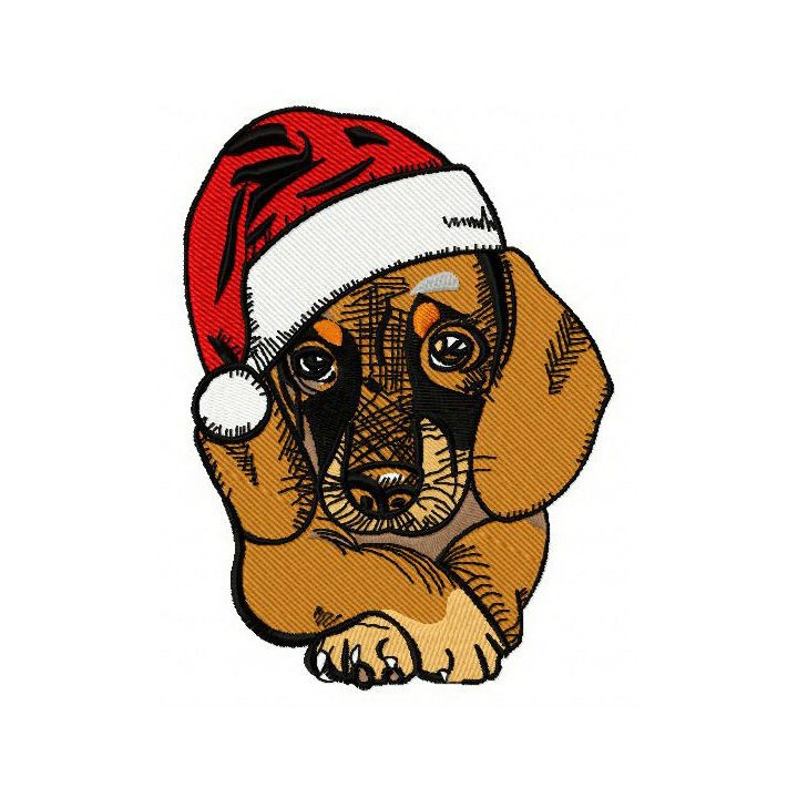 Christmas dachshund 3 embroidery design - Embroidery Design