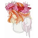 Prayer embroidery design featuring an angel motif for stitching on fabric