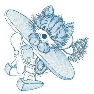 Brave kitten embroidery design - Embroidery Design