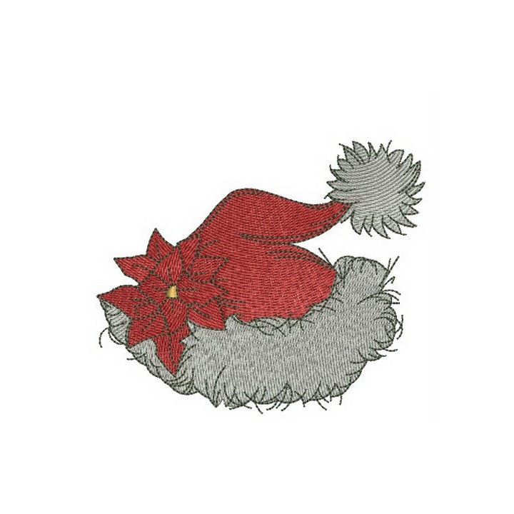 Santa hat with flower embroidery design - Embroidery Design