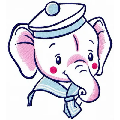 Elephant boy embroidery design featuring a young child with a playful elephant motif