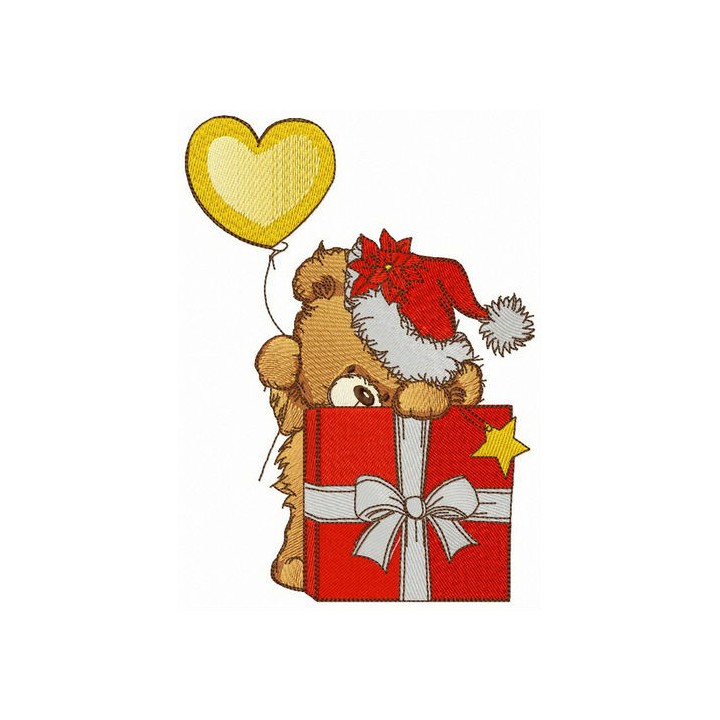 Santa gave present embroidery design - Embroidery Design