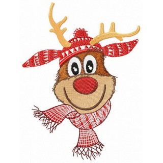 Deer in scandinavian hat embroidery design - Embroidery Design
