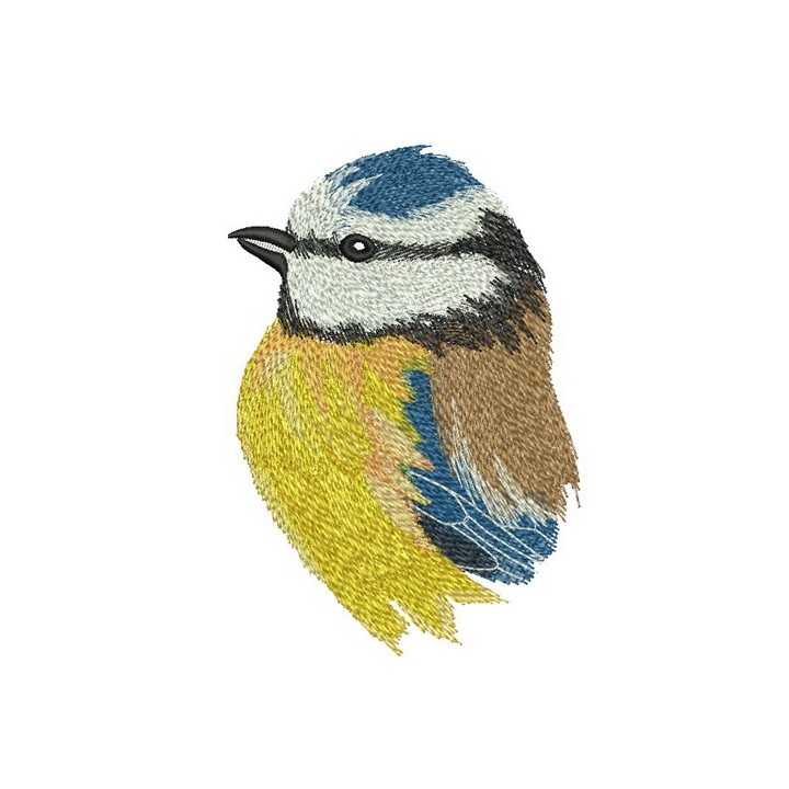 Blue tit portrait embroidery design - Embroidery Design