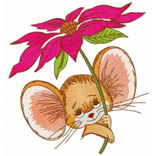 Mousekin with pyrethrum embroidery design - Embroidery Design