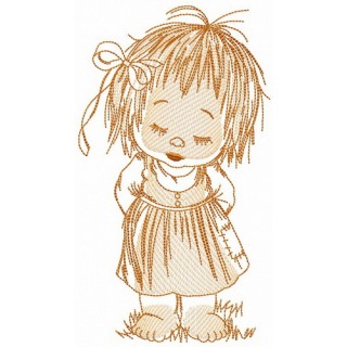 Upset girl embroidery design - Embroidery Design