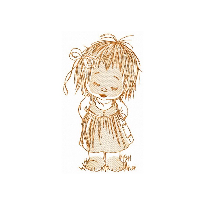 Upset girl embroidery design - Embroidery Design