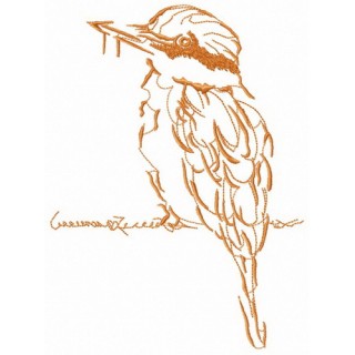 Brown shrike on wire embroidery design - Embroidery Design
