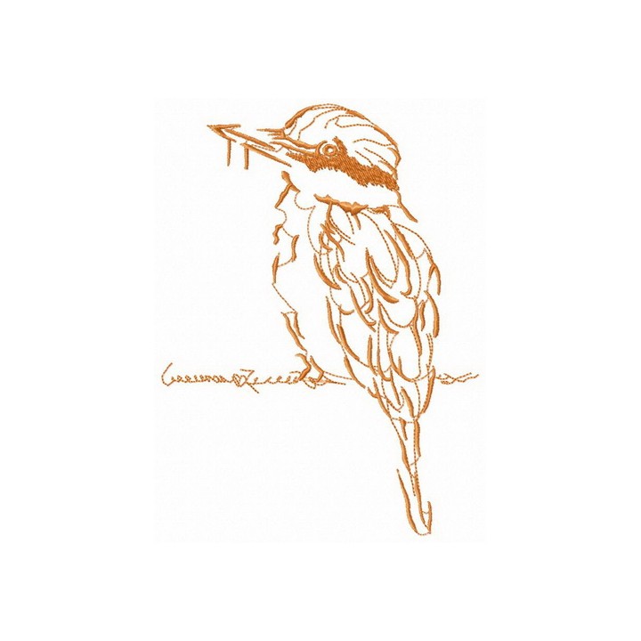 Brown shrike on wire embroidery design - Embroidery Design