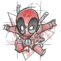 Detailed Deadpool art sketch embroidery design showcasing vibrant colors and intricate patterns.