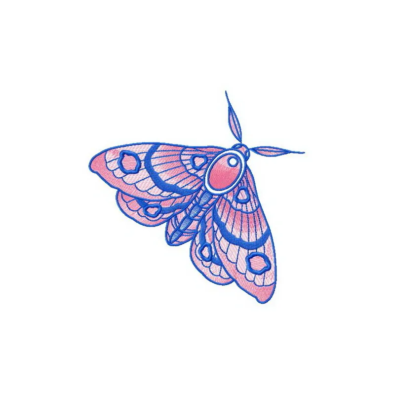 Pink and blue night butterfly embroidery design preview