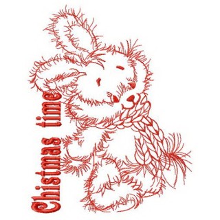 Adorable bunny Christmas time embroidery design - Embroidery Design