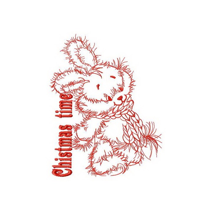 Adorable bunny Christmas time embroidery design - Embroidery Design