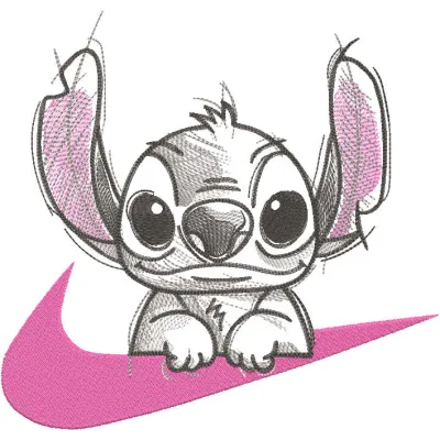 Stitch Love Nike embroidery design featuring a detailed stitch pattern of the iconic Nike logo.