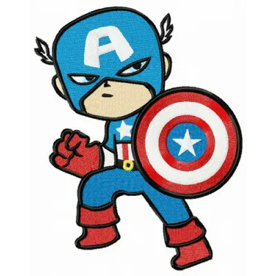 Captain America Retreats embroidery design preview showing detailed stitching pattern