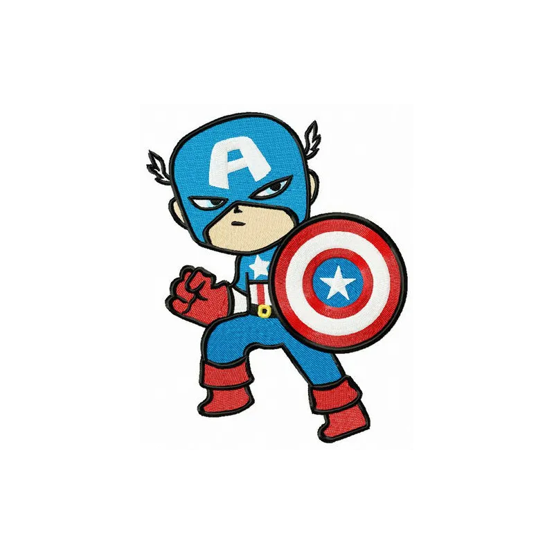 Captain America Retreats embroidery design preview showing detailed stitching pattern