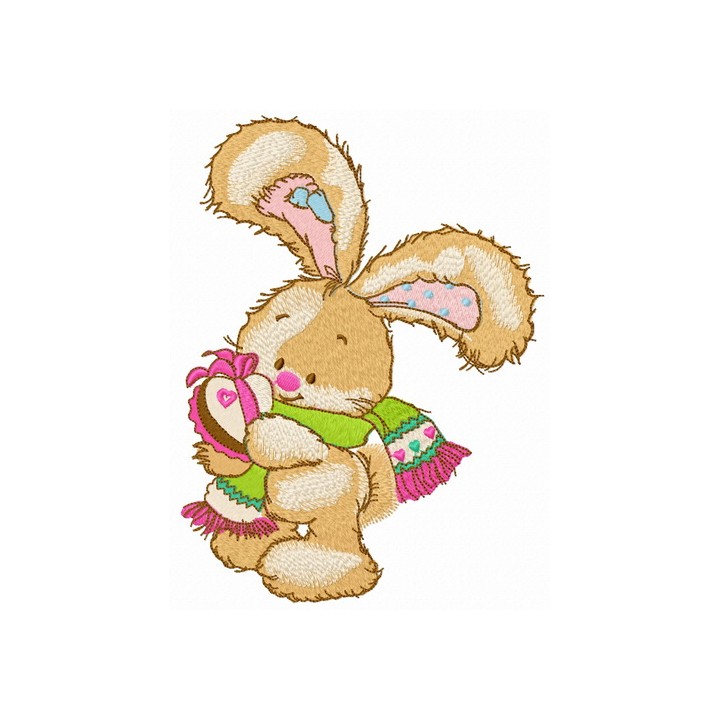 Bunny with chocolate sweets embroidery design - Embroidery Design