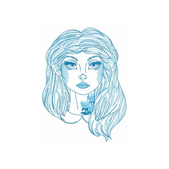 Alice with floral tattoo sketch embroidery design - Embroidery Design