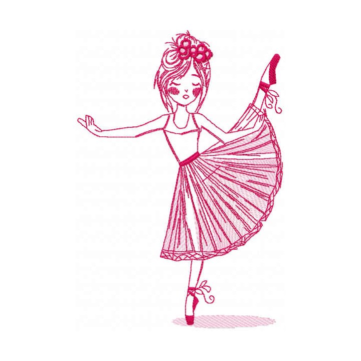 Pink ballerina embroidery design - Embroidery Design