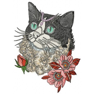 Rich curly cat embroidery design - Embroidery Design