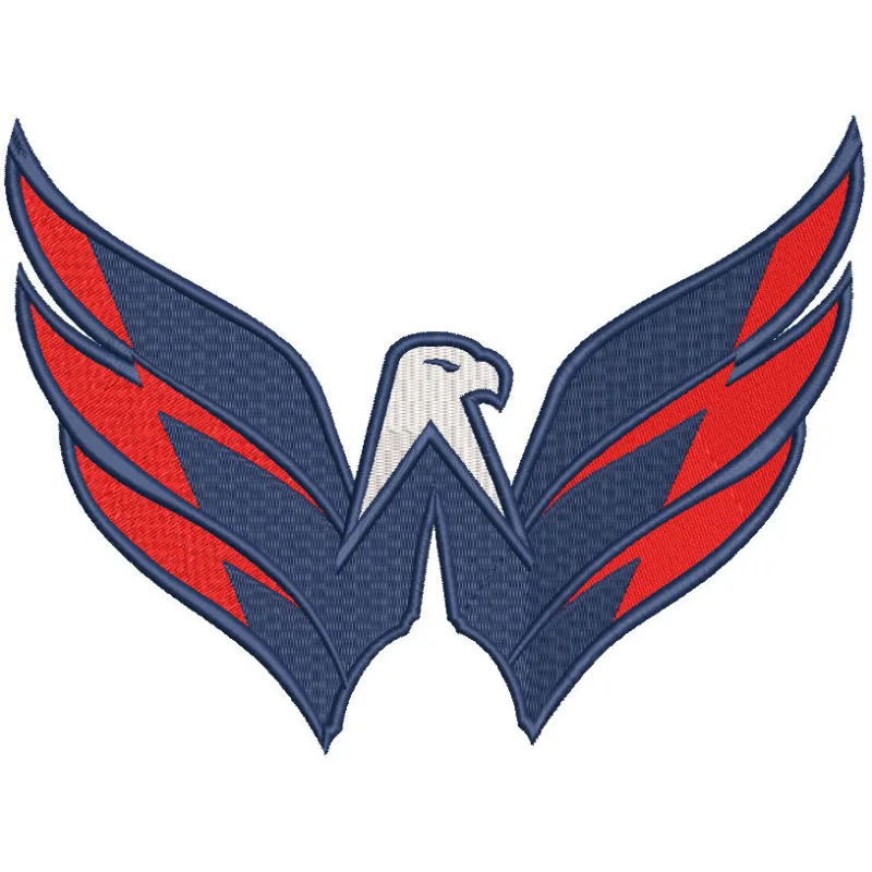 Washington Capitals logo featuring an eagle embroidery design, showcasing team colors and detailed stitching.