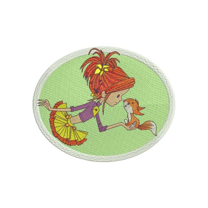 Cute girl and squirrel embroidery design - Embroidery Design