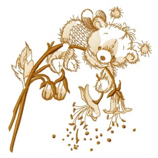 Teddy bear bee sketch embroidery design - Embroidery Design