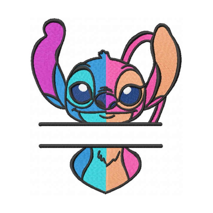 Angel and stitch monogram embroidery design - Embroidery Design