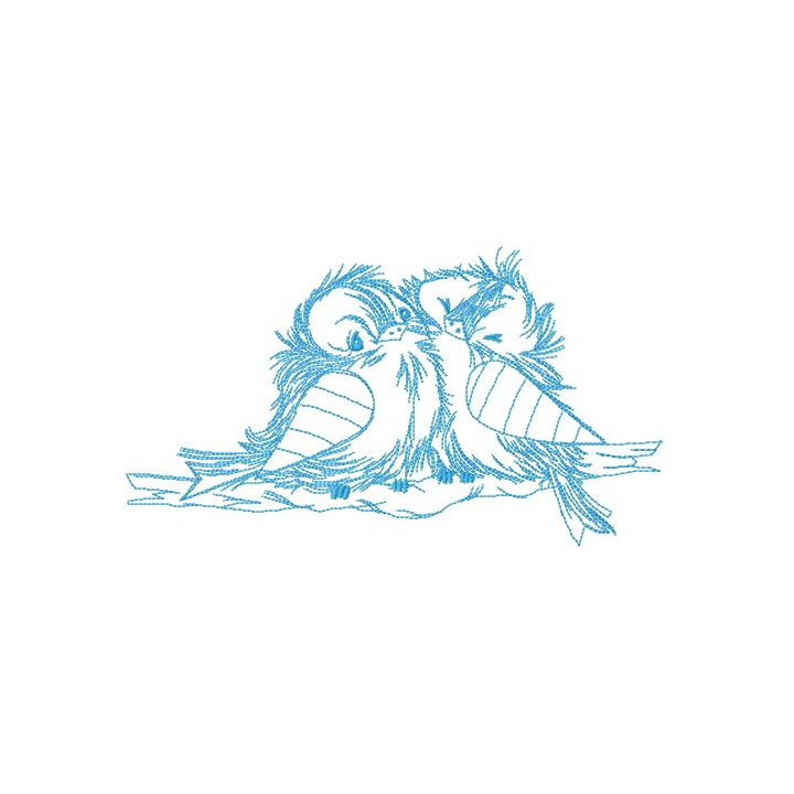 Funny couple of sparrows sketch embroidery design - Embroidery Design