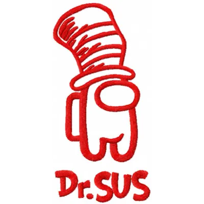 Dr Sus Red Space Character Embroidery Design