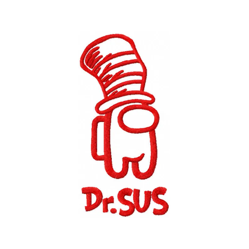 Dr Sus Red Space Character Embroidery Design