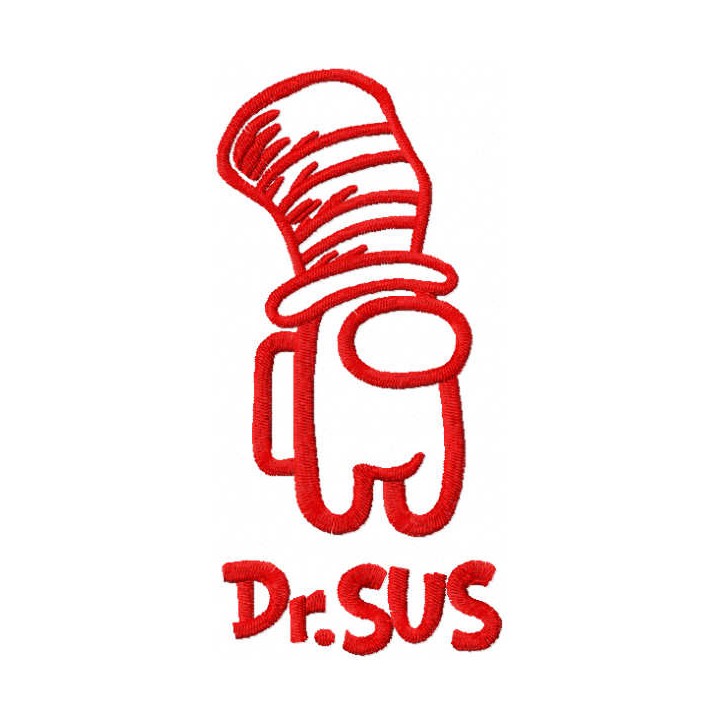 Dr Sus red embroidery design - Embroidery Design
