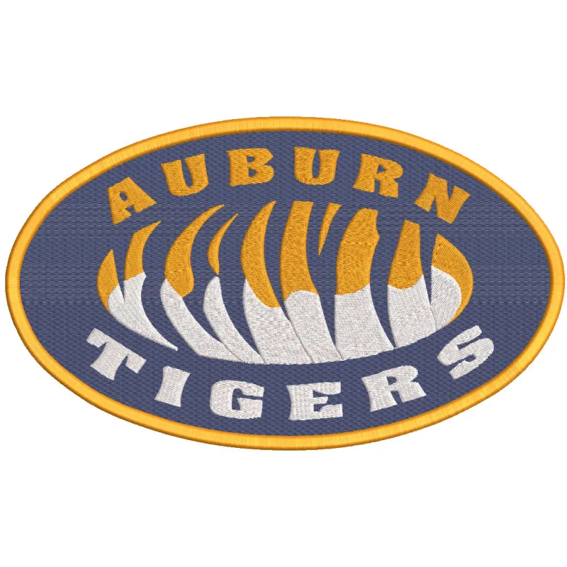 Auburn University alternative oval logo embroidery design featuring the iconic orange and blue colors.