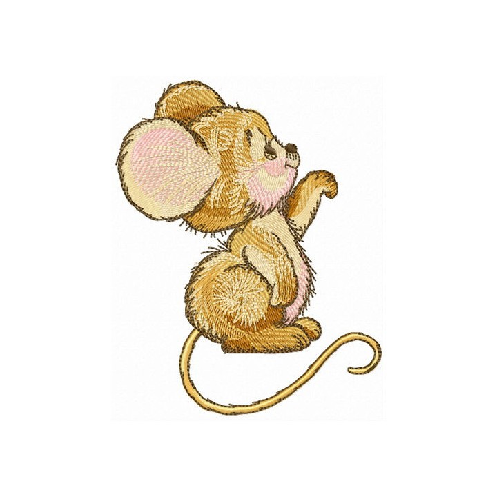 Mouse waving paw embroidery design - Embroidery Design