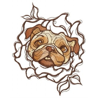 Dog's floral collar embroidery design - Embroidery Design