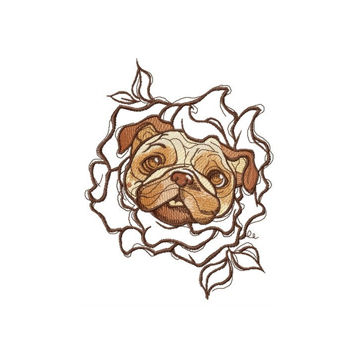 Dog's floral collar embroidery design - Embroidery Design