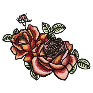 Tea roses with bud embroidery design - Embroidery Design