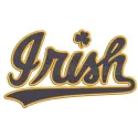 Notre Dame Fighting Irish wordmark logo embroidery design featuring bold gold and blue lettering on a textured background.