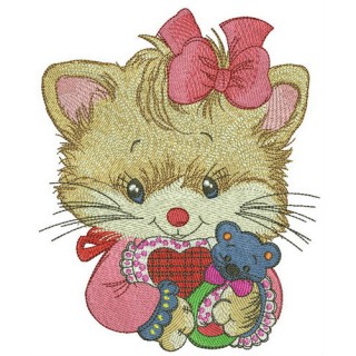 Newborn kitty embroidery design - Embroidery Design