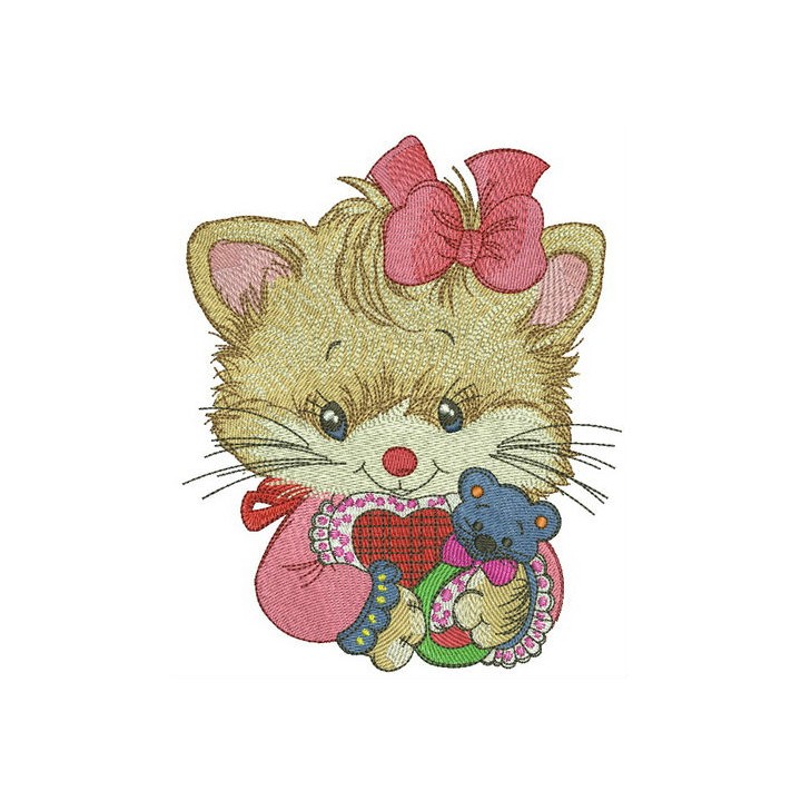 Newborn kitty embroidery design - Embroidery Design