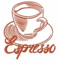 Espresso 3 embroidery design preview showing detailed coffee cup stitching pattern