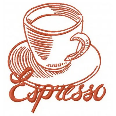 Espresso 3 embroidery design preview showing detailed coffee cup stitching pattern