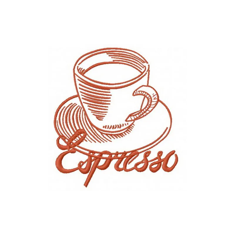 Espresso 3 embroidery design preview showing detailed coffee cup stitching pattern